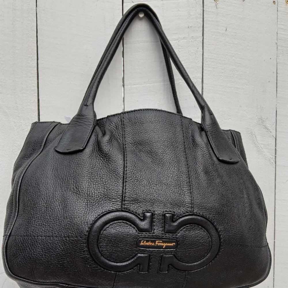 SOLD OUT.....Salvatore Ferragamo Black Leather Tote Bag